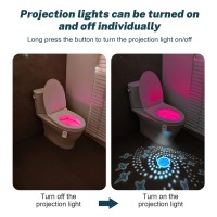 Toilet Light, 2024 Upgraded Toilet Lights Inside Toilet Rechargeable Projectable Motion Activated Toilet Seat Light Sensor Led Washroom Night Light 12 Colors Waterproof Gadgets For Men Women (1 Pcs)