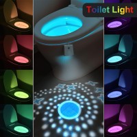 Toilet Light, 2024 Upgraded Toilet Lights Inside Toilet Rechargeable Projectable Motion Activated Toilet Seat Light Sensor Led Washroom Night Light 12 Colors Waterproof Gadgets For Men Women (1 Pcs)