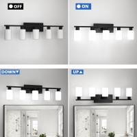 Zhizenl Bathroom Light Fixtures Over Mirror 5 Lights Matte Black Vanity Lights With White Glass And Clear Glass Lampshade Mode