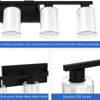 Zhizenl Bathroom Light Fixtures Over Mirror 5 Lights Matte Black Vanity Lights With White Glass And Clear Glass Lampshade Mode