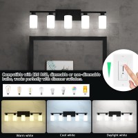 Zhizenl Bathroom Light Fixtures Over Mirror 5 Lights Matte Black Vanity Lights With White Glass And Clear Glass Lampshade Mode