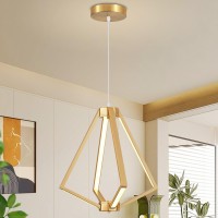 Vaziden Modern Gold Led Chandelier Pendant Lighting Fixture Dimmable 18W 3000K 1575 Ceiling Light Fixture Adjustable Height