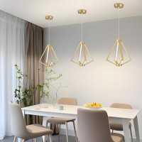 Vaziden Modern Gold Led Chandelier Pendant Lighting Fixture Dimmable 18W 3000K 1575 Ceiling Light Fixture Adjustable Height