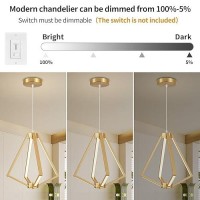 Vaziden Modern Gold Led Chandelier Pendant Lighting Fixture Dimmable 18W 3000K 1575 Ceiling Light Fixture Adjustable Height