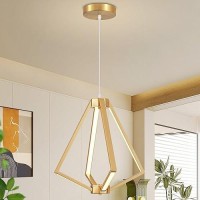 Vaziden Modern Gold Led Chandelier Pendant Lighting Fixture Dimmable 18W 3000K 1575 Ceiling Light Fixture Adjustable Height