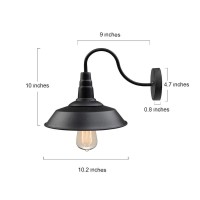 Laluz Farmhouse Black Wall Sconces, Modern Industrial Barn Gooseneck Wall Mount Light Fixture Lighting For Bedroom, Kitchen, Living Room, Bathroom, And Hallway