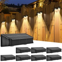 Coxseni Solar Fence Lights 8 Pack Solar Deck Lights Outdoor Waterproof Dusk To Dawn Solar Wall Lights Solar Step Lights Warm