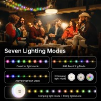 Moriko Camping String Lights 2 In 1 Colorful Outdoor String Lights With 7 Lighting Modes 33Ft Ipx4 Waterproof 25S Rapid Rec