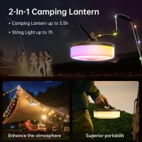 Moriko Camping String Lights 2 In 1 Colorful Outdoor String Lights With 7 Lighting Modes 33Ft Ipx4 Waterproof 25S Rapid Rec