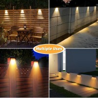 Solar Fence Lights Outdoor Outdoor Waterproof Led 6 Pack Solar Powered Wall Light For Outside Fence Post Deck Railing Pool Step