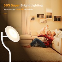 Pesrae 36W3600Lm Led Torchiere Bright Standing Lamp For Living Room Rotatable Tall Lamp With Remote Control Stepless Color Te