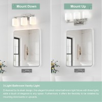 Honesorn Bathroom Light Fixtures Over Mirror 3Light Bathroom Vanity Light Brushed Nickel Modern Vanity Lights For Bathroom Wi