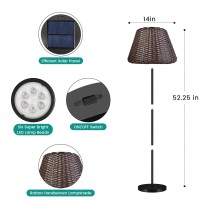 Shumi Solar Outdoor Lights Floor Lamp - Cordless Floor Lamp - Solar Rattan Lamp For Patio, Porch, Garden, Decks, Living Room, Bedroom, Outdoor Spaces(Rattan)