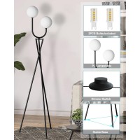 Lightdot 60In Dimmable Brightness Adjustable White Floor Lamp Mid Century Standing Lamps With 3 Globe Soft Warm White Eye Car