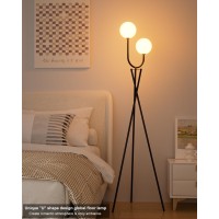 Lightdot 60In Dimmable Brightness Adjustable White Floor Lamp Mid Century Standing Lamps With 3 Globe Soft Warm White Eye Car