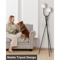 Lightdot 60In Dimmable Brightness Adjustable White Floor Lamp Mid Century Standing Lamps With 3 Globe Soft Warm White Eye Car