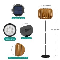 Shumi Solar Outdoor Lights Floor Lamp - Cordless Floor Lamp - Solar Rattan Lamp For Patio, Porch, Garden, Decks, Living Room, Bedroom, Outdoor Spaces(Bamboo)