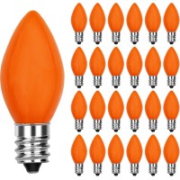 25 Pack C7 Led Halloween Orange Replacement Lights Bulbs Vintage Orange Ceramic Led Christmas Bulbs For Outdoor Patio String Li