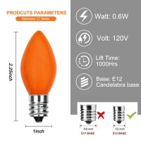 25 Pack C7 Led Halloween Orange Replacement Lights Bulbs Vintage Orange Ceramic Led Christmas Bulbs For Outdoor Patio String Li