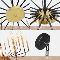 Rviezza Black And Gold Chandelier 16Light Farmhouse Chandelier For Dining Room Lighting Fixtures Hanging Industrial Modern Ch