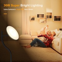 Pesrae 36W3600Lm Led Torchiere Super Bright Standing Lamp For Living Room Rotatable Tall Lamp With Remote Control Stepless Co