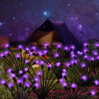 Solar Garden Lights Outdoor 2 Pack 20 Led Solar Purple Firefly Lights Waterproof Starburst Solar Wind Swaying Lights For Outsi