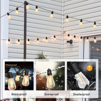 Konictom 100Ft Outdoor String Lights St38 Vintage Edison Led Patio Lights Waterproof With 52 Plastic Bulbs2 Spare Commercial D