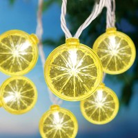 Goothy Lemon String Lights Plug In 85Ft Outdoor Fairy Decorations String Lights With 10 Led Yellow Lemon Slice Lights Hanging