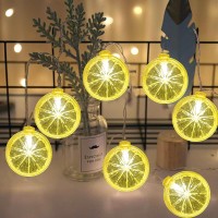 Goothy Lemon String Lights Plug In 85Ft Outdoor Fairy Decorations String Lights With 10 Led Yellow Lemon Slice Lights Hanging