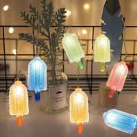 Tropical Beach Themed Led Popsicle String Lights 85Ft Summer Novelty Decorations Lights With 10 Multicolor Ice Cream Lights Pl