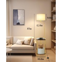 Lightdot 57In Floor Lamp With Shelves Mid Century Modern Standing Lamps With Bulb And Storage Bag Included White Pole End Tabl