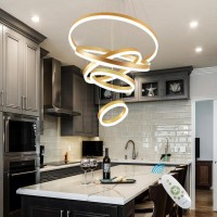 Modern Gold Chandelier Gold Modern Led Pendant Light 5 Ring Dimmable Led Chandelier For Dining Room Light Fixture For Kitchen Is