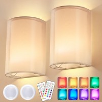 Xieyor Battery Operated Wall Sconces Set Of Two Wall Decor For Bedroom Dimmable Led Lights 16 Rgb Colors Remotecontrolled W