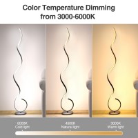 Chiclux Spiral Floor Lamp Dimmable Led Floor Lamp With 3 Color Temperatures Ultra Bright Modern Standing Tall Lamp With Remot