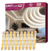 Emitever Cob Led Strip Lights White 4000K Tape Light Premium High Density Dc 24V 360Lumensft 2560Ledsspool Ra 90 164Ft