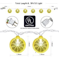 Lemon String Lights 85Ft Summer Patio String Lights With 10 Led Yellow Lemon Slice Lights Hanging Waterproof Connectable Outd