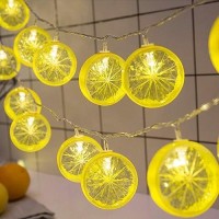 Lemon String Lights 85Ft Summer Patio String Lights With 10 Led Yellow Lemon Slice Lights Hanging Waterproof Connectable Outd