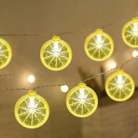 Lemon String Lights 85Ft Summer Patio String Lights With 10 Led Yellow Lemon Slice Lights Hanging Waterproof Connectable Outd