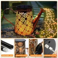 Forlivese 2Pcs Solar Watering Can With Lights Solar Lights Outdoor Decorations With Hanging Solar Garden Lights With Bracket Wa