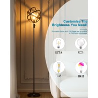 Lightdot 65In Industrial Floor Lamp Dimmable Brightness Adjustable Spherical Standing Lamp With 3000K E26 Led Bulb Unique Fa