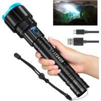 Wsiiroon Rechargeable Led Flashlight High Lumen, Powerful 900000 Lumens Super Bright Flashlights, Zoomable Long Handheld Tactical Flash Light For Camping Hiking Emergency Power Bank