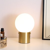 Gold Table Lamp For Nightstand With Frosted Glass Globe Lamp Shade Mid Century Modern Bedside Lamp With Gold Metal Base Small