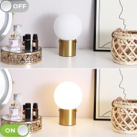 Gold Table Lamp For Nightstand With Frosted Glass Globe Lamp Shade Mid Century Modern Bedside Lamp With Gold Metal Base Small