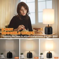 Yacoto Touch Table Lamp For Bedroom 3 Way Dimmable Black Bedside Lamps With 2 Usb Charging Ports Modern Lamp With Metal Base Fa