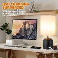 Yacoto Touch Table Lamp For Bedroom 3 Way Dimmable Black Bedside Lamps With 2 Usb Charging Ports Modern Lamp With Metal Base Fa