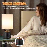 Yacoto Touch Table Lamp For Bedroom 3 Way Dimmable Black Bedside Lamps With 2 Usb Charging Ports Modern Lamp With Metal Base Fa