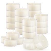 25Pcs Pure White Beeswax Tealight Candles Natural Scent Clear Cup