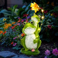 Gigalumi Solar Garden Statues Loving Frog Garden Decor Figurine Lights For Outside Yard Decorations Outdoor Patio Decor Garden