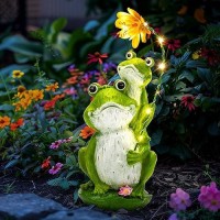 Gigalumi Solar Garden Statues Loving Frog Garden Decor Figurine Lights For Outside Yard Decorations Outdoor Patio Decor Garden