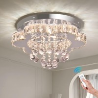 Finktonglan 16 Dimmable Modern Led Crystal Chandelie Ceiling Lights Flower Flush Mount Ceiling Light Fixtures Dining Room Cha